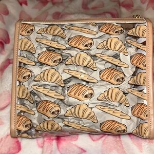 Clear Cosmetic Bag with Pastry Print - Beige Trim